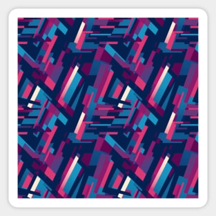 Cubist Harmony: Modern Geometric Dance in Pink, Blue, and Violet Sticker